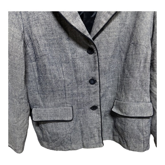 Pendleton Plus Size Blue White Rayon Wool Silk Blazer Coat Jacket Size 18 - Picture 2 of 5